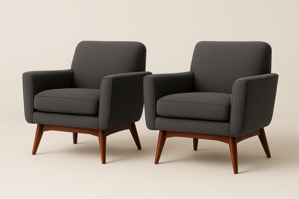 Két darabos sötétszürke szövet fotel szett fa lábakkal 80x85x86 cm