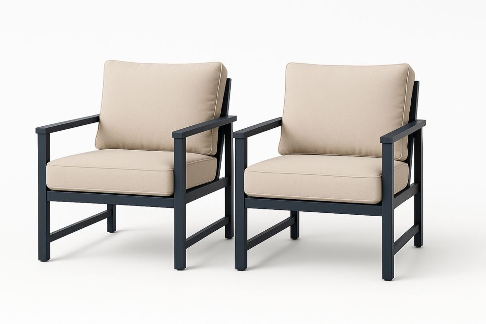 Alumínium Keretes Kerti Szék Pár Készlet Bézs