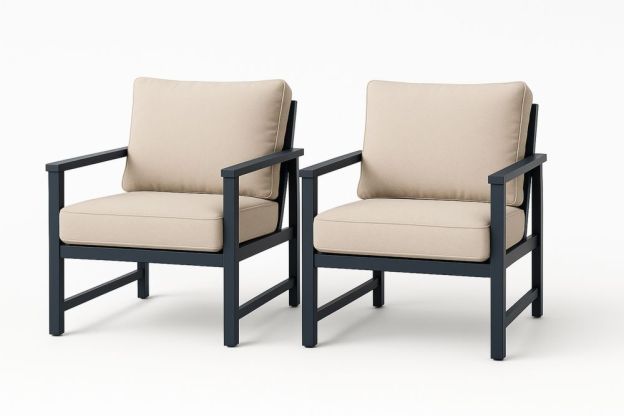 Alumínium Keretes Kerti Szék Pár Készlet Bézs