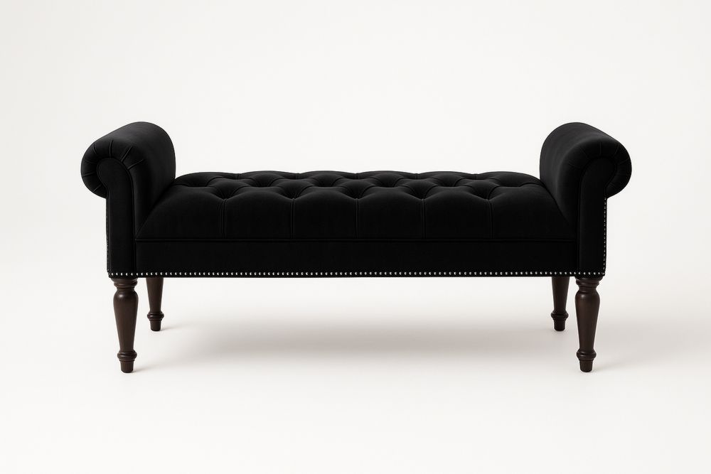 Fekete bársony pad fa lábakkal