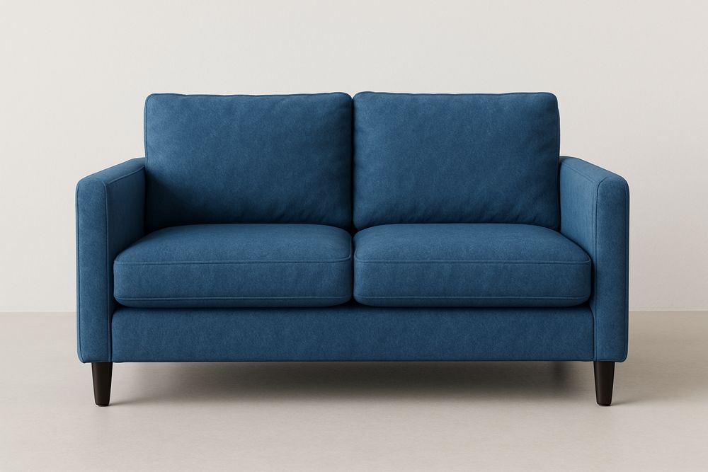 Kétszemélyes kanapé kék színű pamut huzattal