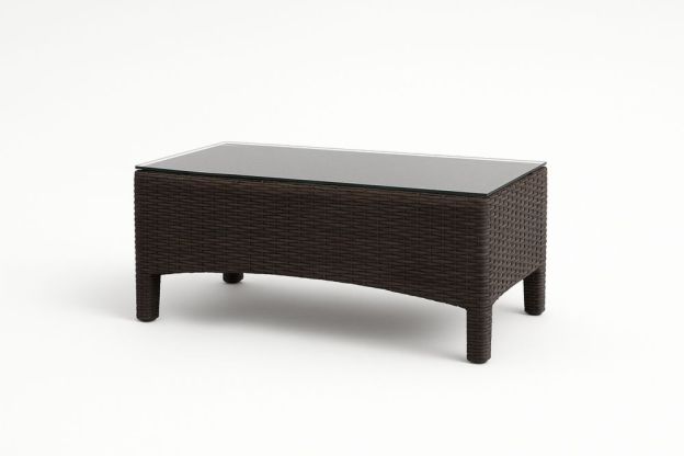 Sötétbarna műrattan dohányzóasztal edzett üveg asztallappal