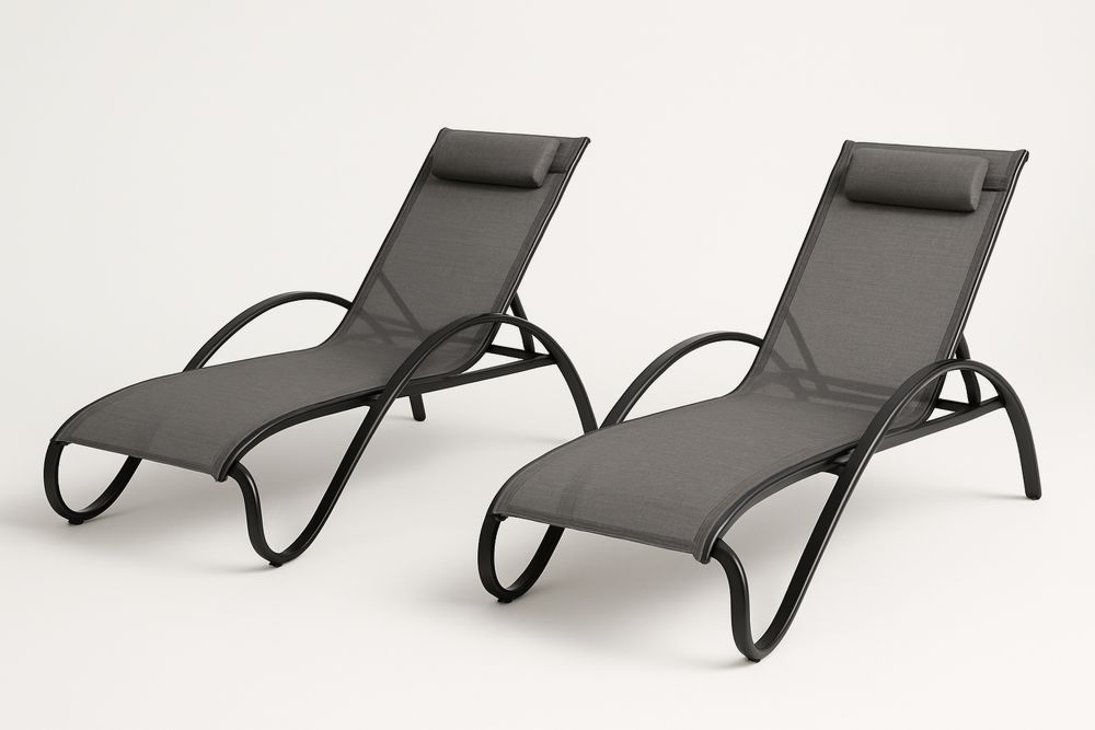 2 db kerti nyugágy alumínium keret fekete szövet