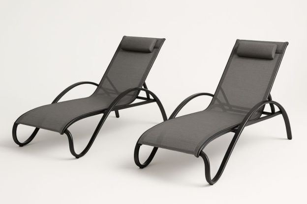 2 db kerti nyugágy alumínium keret fekete szövet