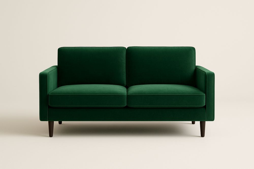Kétszemélyes zöld bársony kanapé