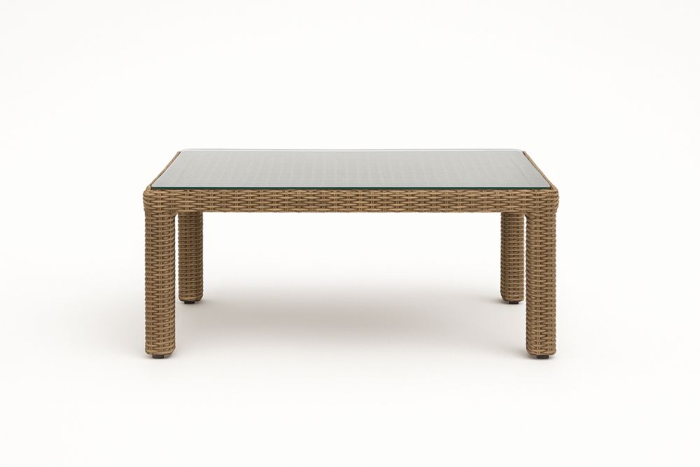 Edzett Üveg Tetejű Rattan Kerti Asztal