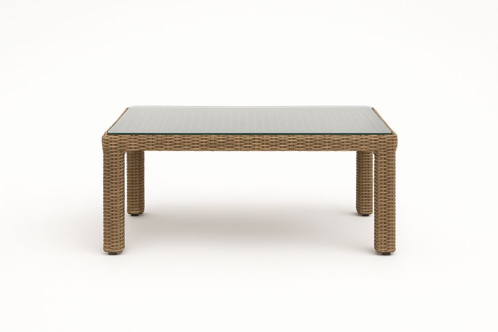 Edzett Üveg Tetejű Rattan Kerti Asztal