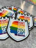 Pride Collection: 1-pc, "You Can't Judge", Sz 3.5" Embroidered Iron-on Patch/LGBTQ Patch for Jackets, Hats, Crocs, Bags, & More,Pride Gifts