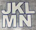 6" Large "White/Blue" Varsity Alphabet Patches,  Chenille w/Felt Letters, 1-pc, Choose Your Letter, A to Z Patch, Iron-on, Jacket Patch