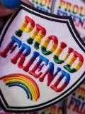 Pride Collection: 1-pc, "Proud  Friend" Support Badge, Sz 3.5" Embroidered Iron-on Patch/LGBTQ Patch for Jackets, Hats, Crocs
