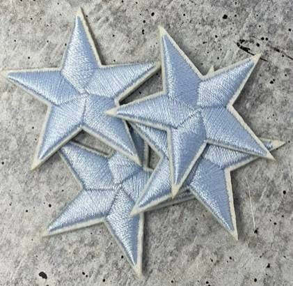 2pc/Mini Light BLUE Star Applique Set, Star Patch, 1" inch Small Stars, Cool Applique, Iron-on Embroidered Patch, Patches for Clothes