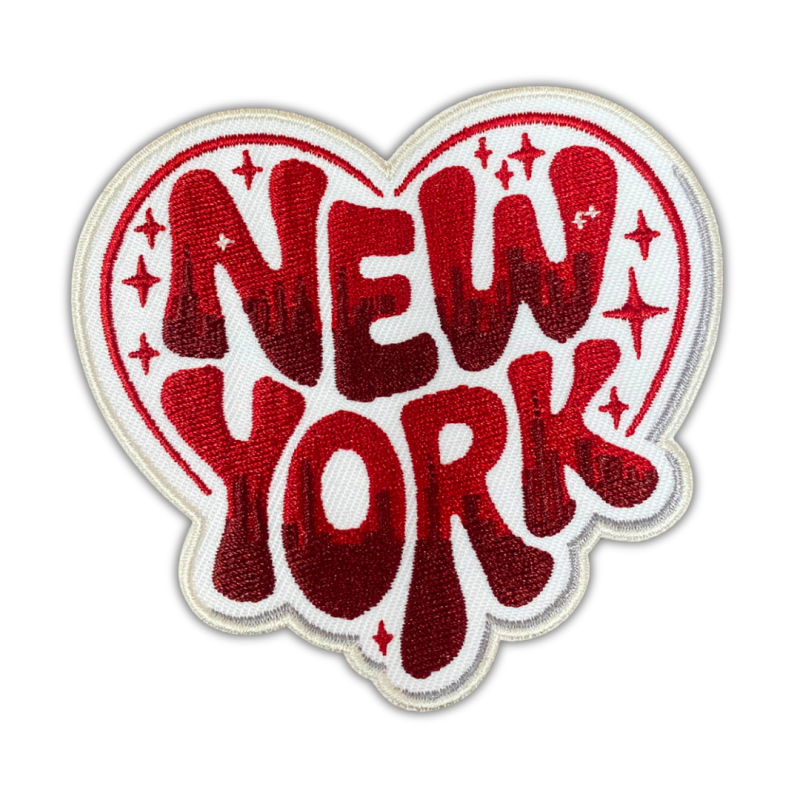 Patch Party Club (1-pc), 3.5” New York Heart Retro Patch with 3M Adhesive Backing – Perfect for Hats, Bags, Jackets, DIY Projects & Clothing