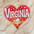Patch Party Club (1-pc), 3.5” Virginia Heart Sunrise Patch with 3M Adhesive Backing – Perfect for Hats, Bags, Jackets, DIY Projects & Clothing
