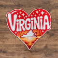 Patch Party Club (1-pc), 3.5” Virginia Heart Sunrise Patch with 3M Adhesive Backing – Perfect for Hats, Bags, Jackets, DIY Projects & Clothing