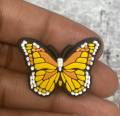 Cute, 1-pc Yellow "Butterfly" Croc Charm;  Charms for Girls & Nurses; Trendy Rubber Charm for Shoes and Silicone Bracelets, Glam Shoe Decor