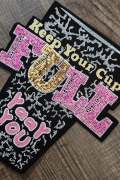 "YaaY-You: Talk To YOU Nice: Keep Your Cup Full" Large, 8" Cup, Sequins & Embroidery, Iron-on Patch for Clothing and More