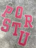 New, "PINK" 3" Embroidered Letter w/ White Felt, Varsity Letter Patch, 1-pc, Iron-on Backing, Choose Your Letter, A-Z Letters, DIY Letters,