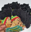 New "Locs of Motherland" w/Velvet Hair, 4" Iron-On Embroidered Afrocentric Patch; Cute Applique for Clothing & Accessories, Small Patch