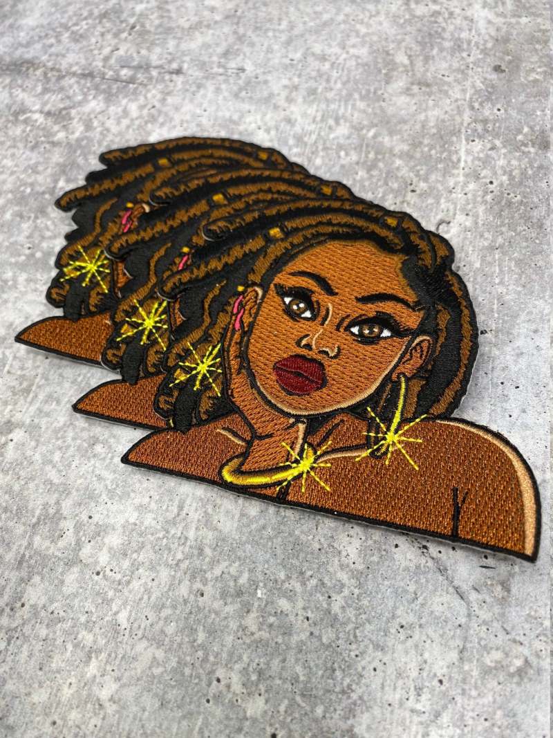 NEW ARRIVAL, Sparkly Loc'd Queen, 4" Iron-on Patch,Applique for Clothing, Glam Girl, Girl Boss Patch for Hats, and Jackets