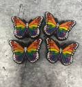 Cute, 1-pc Rainbow "Butterfly" Croc Charms for Pride Month, Trendy Rubber Charm for Shoes and Silicone Bracelets, PRIDE Charm
