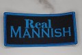 New Arrival,"Real Mannish" Men's Iron-on Patch, Size 3"x2", Blue & Black Embroidered Patch for Clothing, Hats, and More