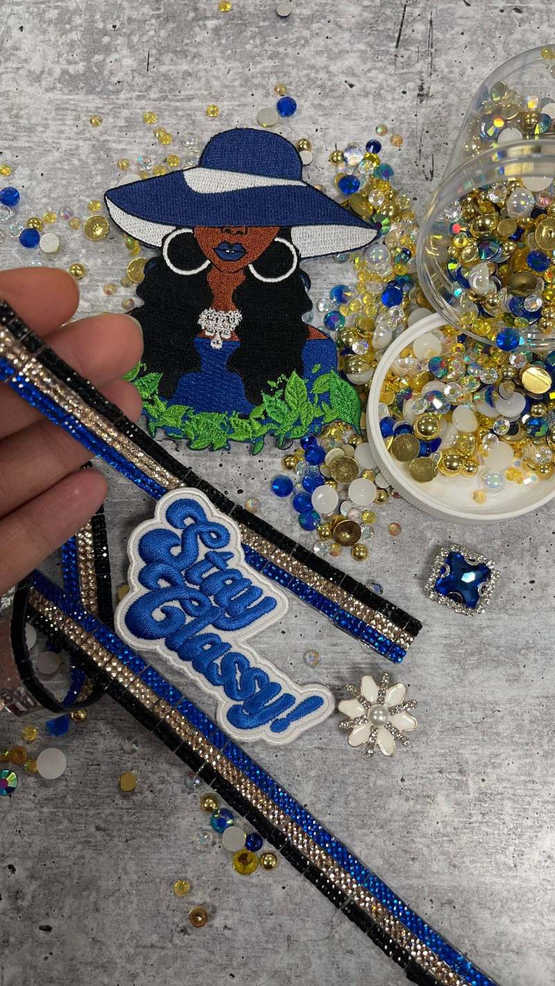 Exclusive, Blue/White/Gold Bling Kit,1-3oz Bling Mix- resin, Flat Back Pearls