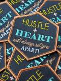 Embroidered Entrepreneur Patch, Iron-on "Hustle + Heart" Badge, Cool Appliques and Patches, Size 3"x3"