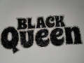 NEW, Blinged Out "Black Queen" Rhinestone Patch with Adhesive, Rhinestone Applique, Size 9"x4", Czech Rhinestone Patch