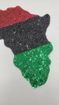 SEQUINS, "Pan-African Flag" Iron-On RGB Afrocentric Patch; Juneteenth, Marcus Garvey Unia Flag, Red, Green, & Black, 10," Jacket Patch