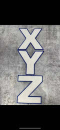 6" Large "White/Blue" Varsity Alphabet Patches,  Chenille w/Felt Letters, 1-pc, Choose Your Letter, A to Z Patch, Iron-on, Jacket Patch
