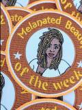 NEW "Melanated Beauty of the Week - Loc'd Beauty" Popular Patch, 3.5-inch Circular Iron-on Embroidered Patch, DIY Applique, Craft Supplies