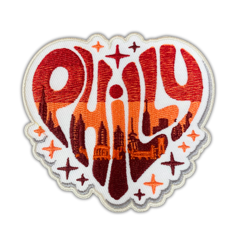 Patch Party Club (1-pc), 3.5” Philly Retro Skyline Patch with 3M Adhesive Backing – Great for Hats, Bags, Jackets, DIY Projects & Clothing
