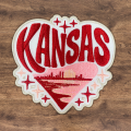 Patch Party Club (1-pc), 3.5” Kansas Heart Skyline Patch with 3M Adhesive Backing – Perfect for Hats, Bags, Jackets, DIY Projects & Clothing
