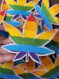 Pride Collection: 1-pc, "Marijuana Leaf" Colorful Weed Patch, 4" Embroidered Iron-on Patch/LGBTQ Patch for Jackets, Hats, Pride Stoner Leaf