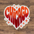 Patch Party Club (1-pc), 3.5” Chicago Heart Retro Patch with 3M Adhesive Backing – Great for Hats, Bags, Jackets, DIY Projects & Clothing
