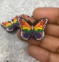 Cute, 1-pc Rainbow "Butterfly" Croc Charms for Pride Month, Trendy Rubber Charm for Shoes and Silicone Bracelets, PRIDE Charm