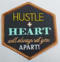 Embroidered Entrepreneur Patch, Iron-on "Hustle + Heart" Badge, Cool Appliques and Patches, Size 3"x3"