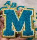 Patch Party Club, (1-pc) Teal & Cream w/ GOLD Glitter Chenille iron-on letters, Size 2.75” OVERSTOCK not all letters available, 10 pcs minimum purchase, For Hats, DIY Crafts, Jackets, Junk Socks, and More (Copy)