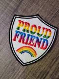 Pride Collection: 1-pc, "Proud  Friend" Support Badge, Sz 3.5" Embroidered Iron-on Patch/LGBTQ Patch for Jackets, Hats, Crocs