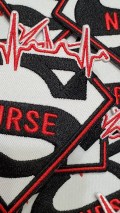 New Arrival, "Super Nurse Badge" Red/White/Black Embroidered Patch, Size 4", Iron-on Applique, DIY Patch for Clothing & Shoes