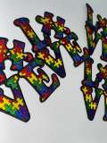 New, Autism Awareness "Love" Puzzle Piece Patch, Size 4" Embroidered Patch, 1-pc, Iron or Sew-on, Patch for Jacket or Vest