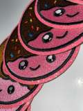 NEW, Adorable 1-pc "Sprinkle Donut" Patch w/Pink GLITTER, Cute Patch for Girls, iron-on Patch, Denim & Crocs Patch for Little Girls, Size 3"