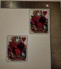 Iron-On, 2-pc set, "Queen of Hearts" Embroidered Playing Card Patches/Appliques, Fun, Patch, 3" x 3" Size Playing Cards