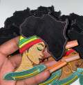 New "Locs of Motherland" w/Velvet Hair, 4" Iron-On Embroidered Afrocentric Patch; Cute Applique for Clothing & Accessories, Small Patch