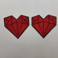 Dope, 2-pc Set, Red Heart Shaped Diamonds, 2-inch Patch, Iron or Sew on Embroidered Applique; Diamond Patch, Popular patches and appliques