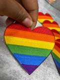 Pride Collection: 1-pc, Rainbow Heart, Sz 3.5" Embroidered Iron-on Patch/LGBTQ Patch for Jackets, Hats, Crocs, Bags, & Apparel, Pride Gifts