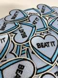 NEW, "Beat It"  2-pc/set, 2"-x 1" inch, DIY, Embroidered Applique Iron On Patch, Patches for Girls Jackets