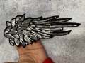 New Sequins, Silver Angel Wings Patch (iron-on) Size 10"x5.5", LARGE Bling Patch for Denim Jacket, Shirts, Hoodies
