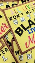 NEW, "All Lives Won't Matter" (Yellow)  Exclusive, African-American BLM, Size 4"x4", Iron-on Patch, Conscious Gifts, Black Lives Matter