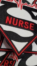 New Arrival, "Super Nurse Badge" Red/White/Black Embroidered Patch, Size 4", Iron-on Applique, DIY Patch for Clothing & Shoes